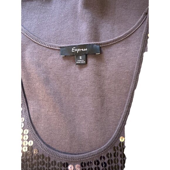 💖EXPRESS grey zig zag sequin tank top size medium - Picture 3 of 6